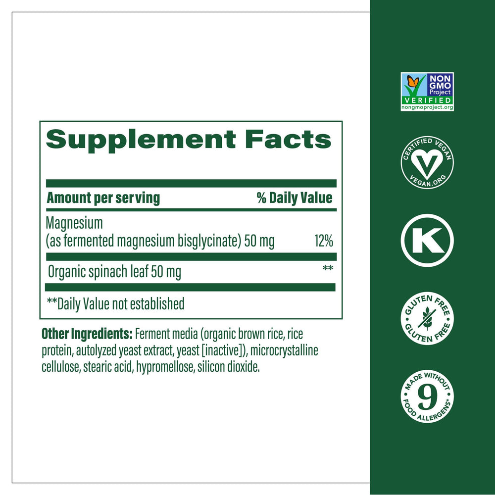 MegaFood Magnesium Glycinate 60 tabs bottle front view