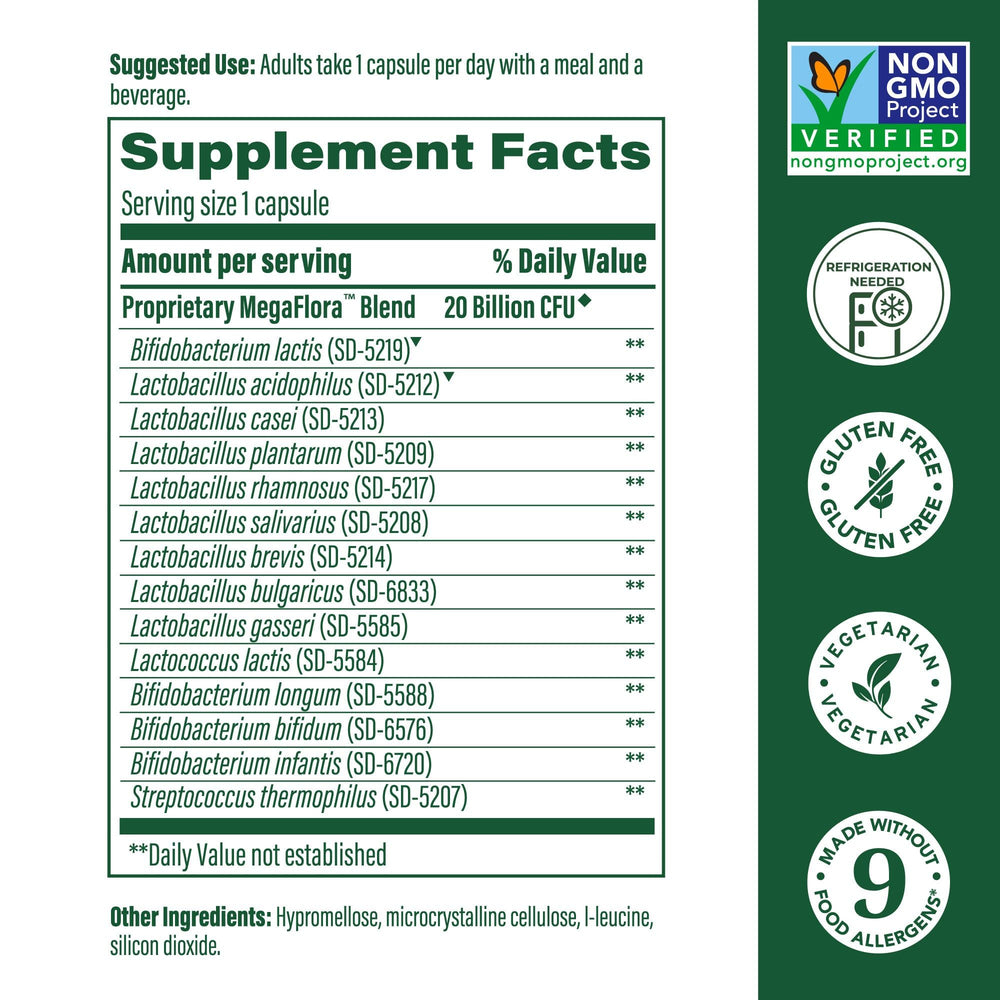 Vegetarian, Non-GMO probiotic capsules