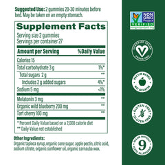 Nutrition label showing 3mg melatonin per serving
