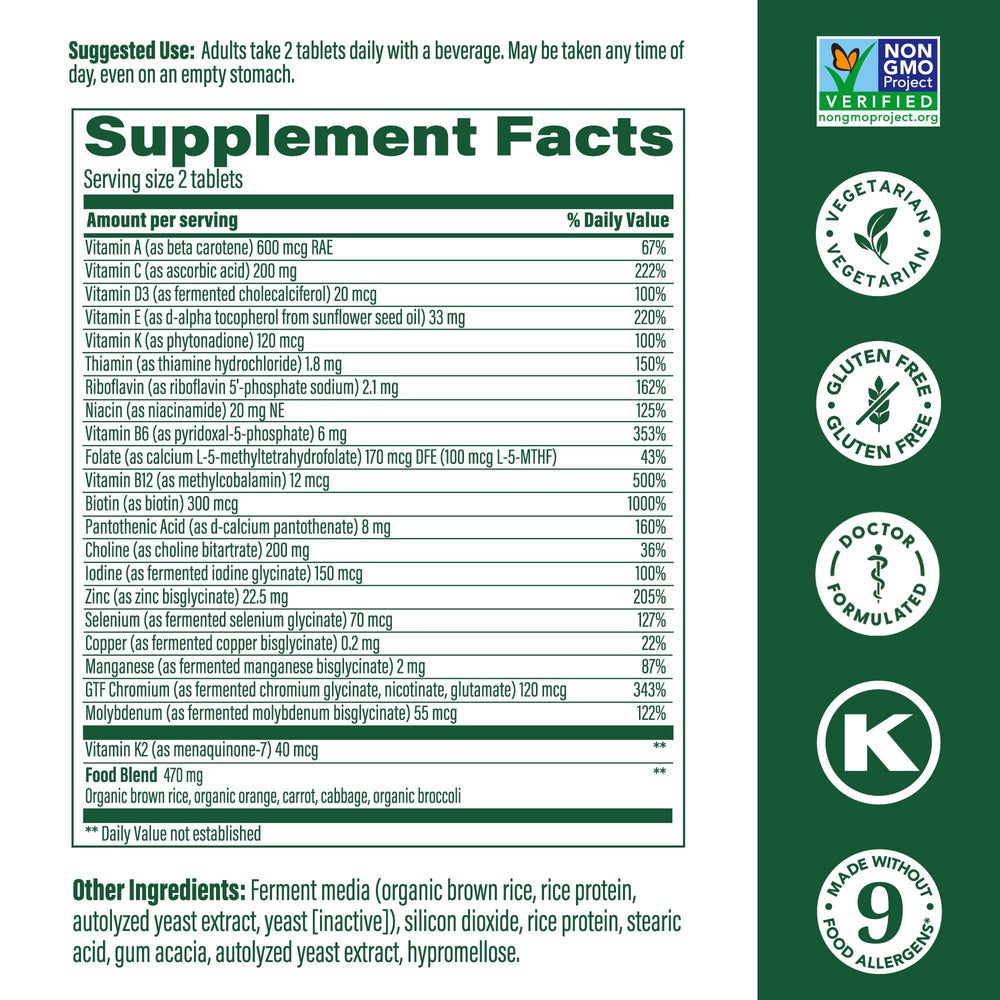 Back label showing supplement facts and ingredients