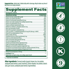Back label showing supplement facts and ingredients
