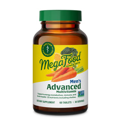 Front view of MegaFood Men's Advanced Multivitamin bottle