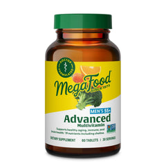 MegaFood Men's 55+ Advanced Multivitamin bottle on white background