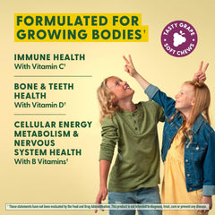 Vitamin B, C, D, E essential nutrients highlighted for kids