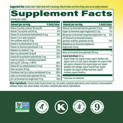 Close-up of MegaFood multivitamin tablets, easy daily dose.