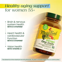 MegaFood real-food ingredients with orange, blueberries, broccoli shown.
