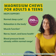 Close-up of grape-flavored magnesium soft chews