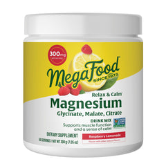 MegaFood Relax + Calm Magnesium Powder Raspberry Lemonade flavor, 50 servings