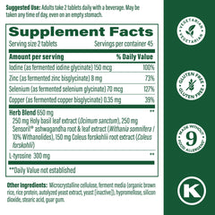 MegaFood Thyroid Strength label close-up noting vegetarian formula.