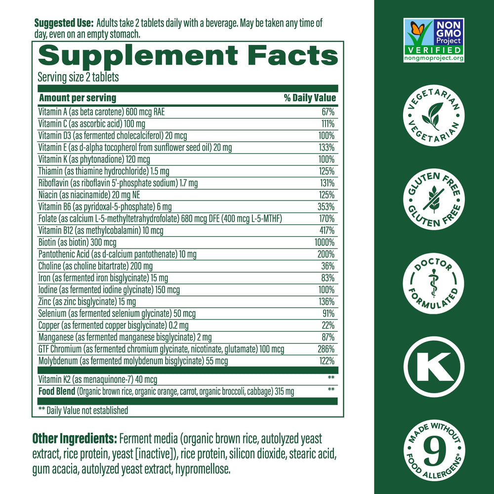 Bottle label highlighting 60 tabs and doctor-formulated formulation