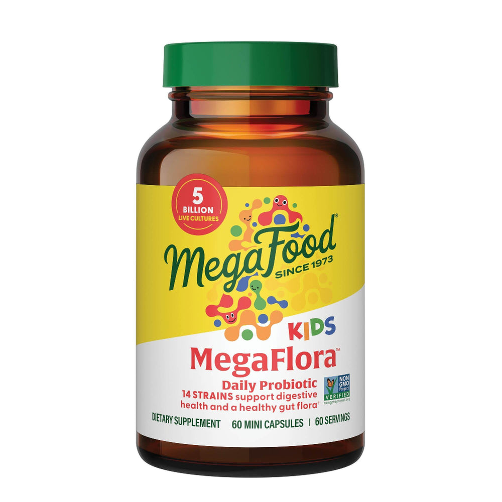 MegaFood MegaFlora Kids Probiotics 60 capsules bottle front