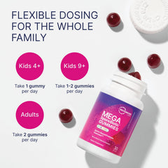 Close-up of berry-flavored MegaSporeBiotic kids gummy