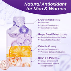 MEGNETA liposomal glutathione sachet ready with water for on-the-go wellness