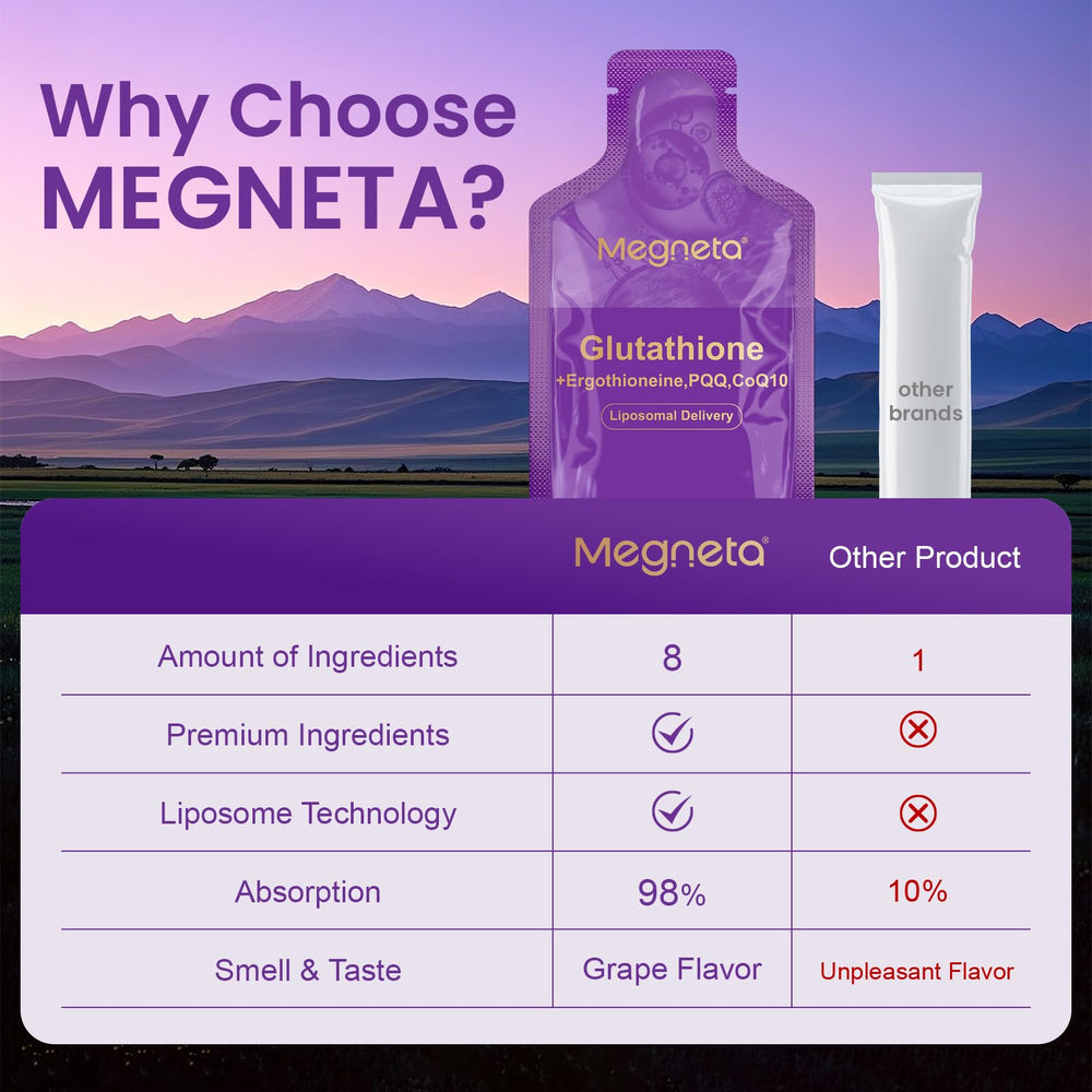 MEGNETA vegan and gluten-free formula badge on packaging