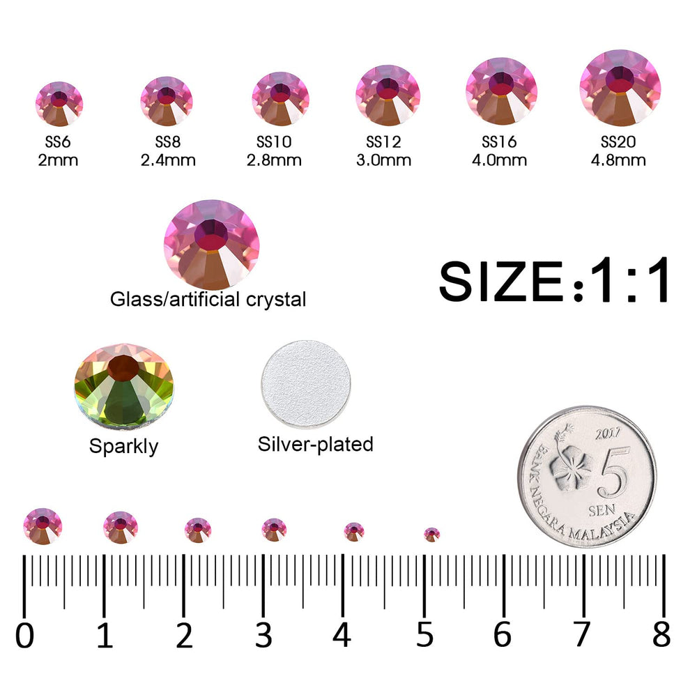 MEIBITE rainbow rhinestones for crafts glow with color-shift crystal shine.