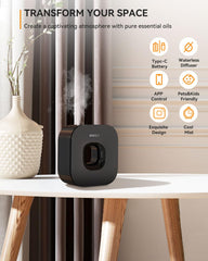 MEIDI waterless diffuser battery power option for cordless portability.