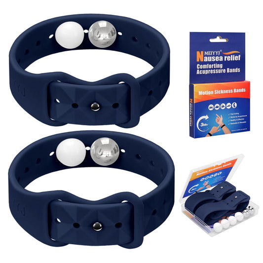 MEIYYJ motion sickness band dark blue wristband for travel relief on the go