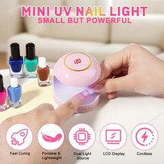 MEKK Mini UV Light cordless with built-in battery for travel-friendly sessions.