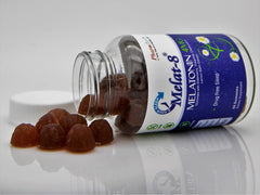 Nutrition facts panel for Melat-8 gummies