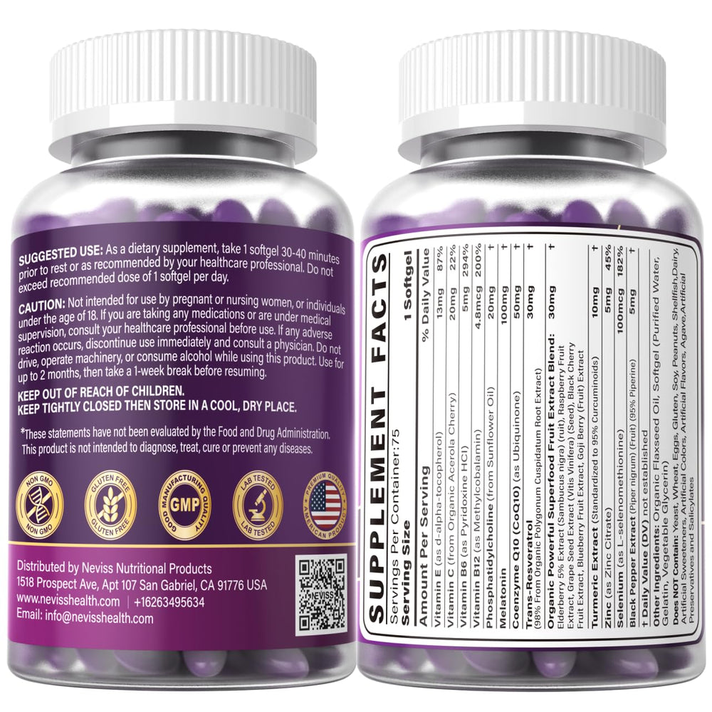 Supplement facts chart and manufacturing information