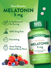 Melatonin berry flavor fast-dissolve feature