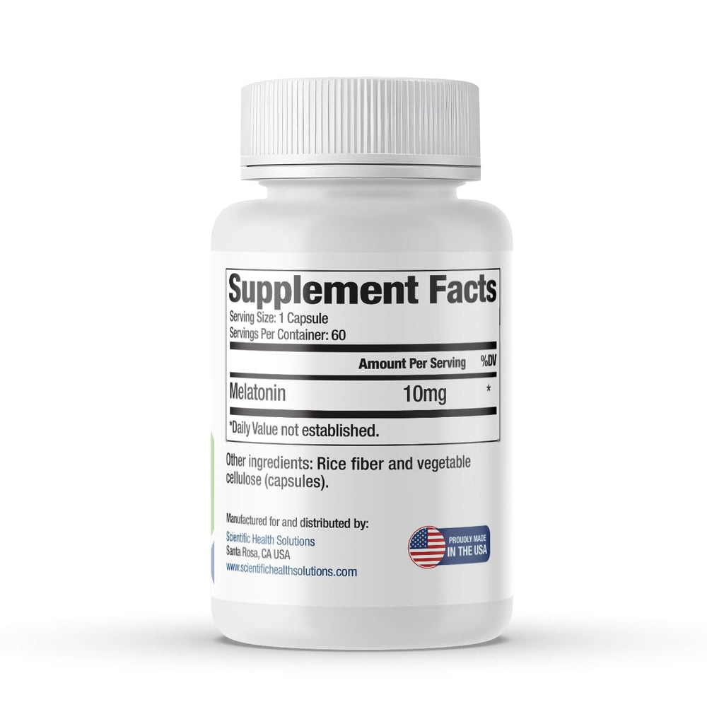 Melatonin bottle with glass promoting sleep