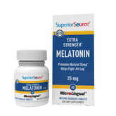 Dissolvable 25 mg melatonin tablet on tongue