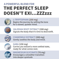 Illustration of key ingredients magnesium, ashwagandha and L-tryptophan