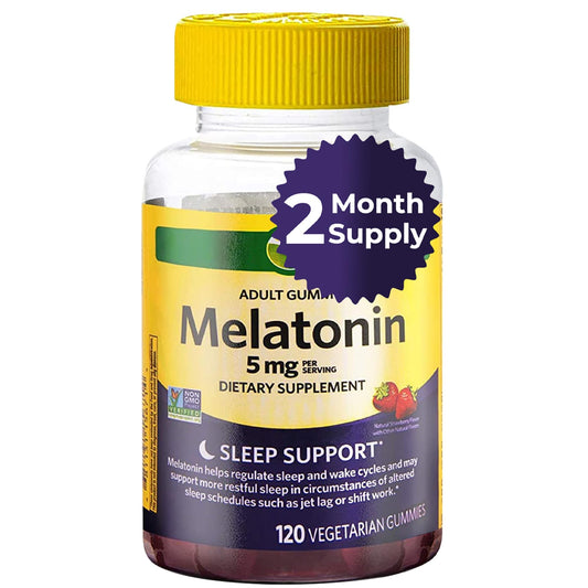 Melatonin Gummies 5 mg Strawberry flavor bottle – 120 count
