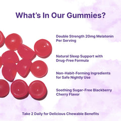 Two gummies serving size showing 20 mg melatonin