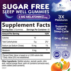 Box packaging for Melatonin Sleep Gummies Sugar Free 6mg
