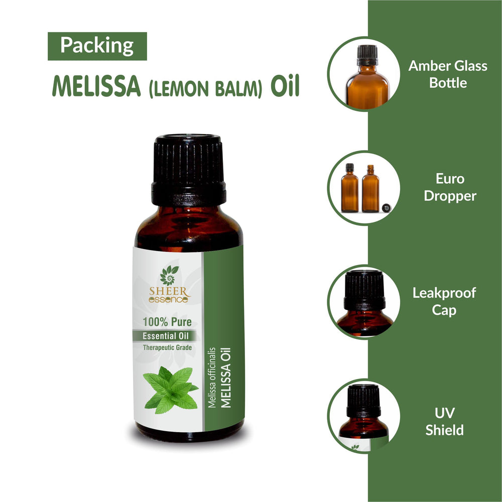 Euro dropper bottle of Melissa essential oil