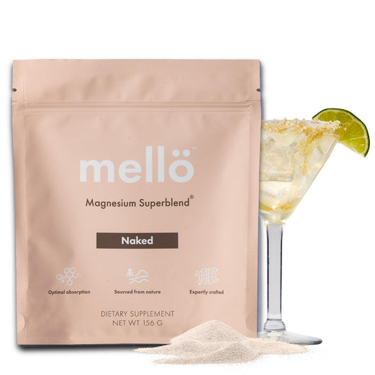 Mellö Magnesium Superblend Powder bottle on white background