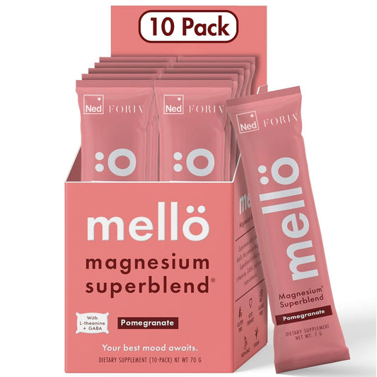 Front view of mellö Magnesium Superblend Powder container