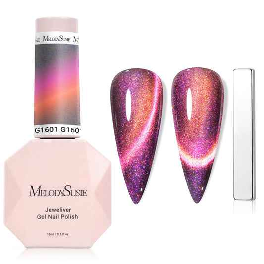 MelodySusie 9D cat eye polish with magnet creates dramatic shimmering effect