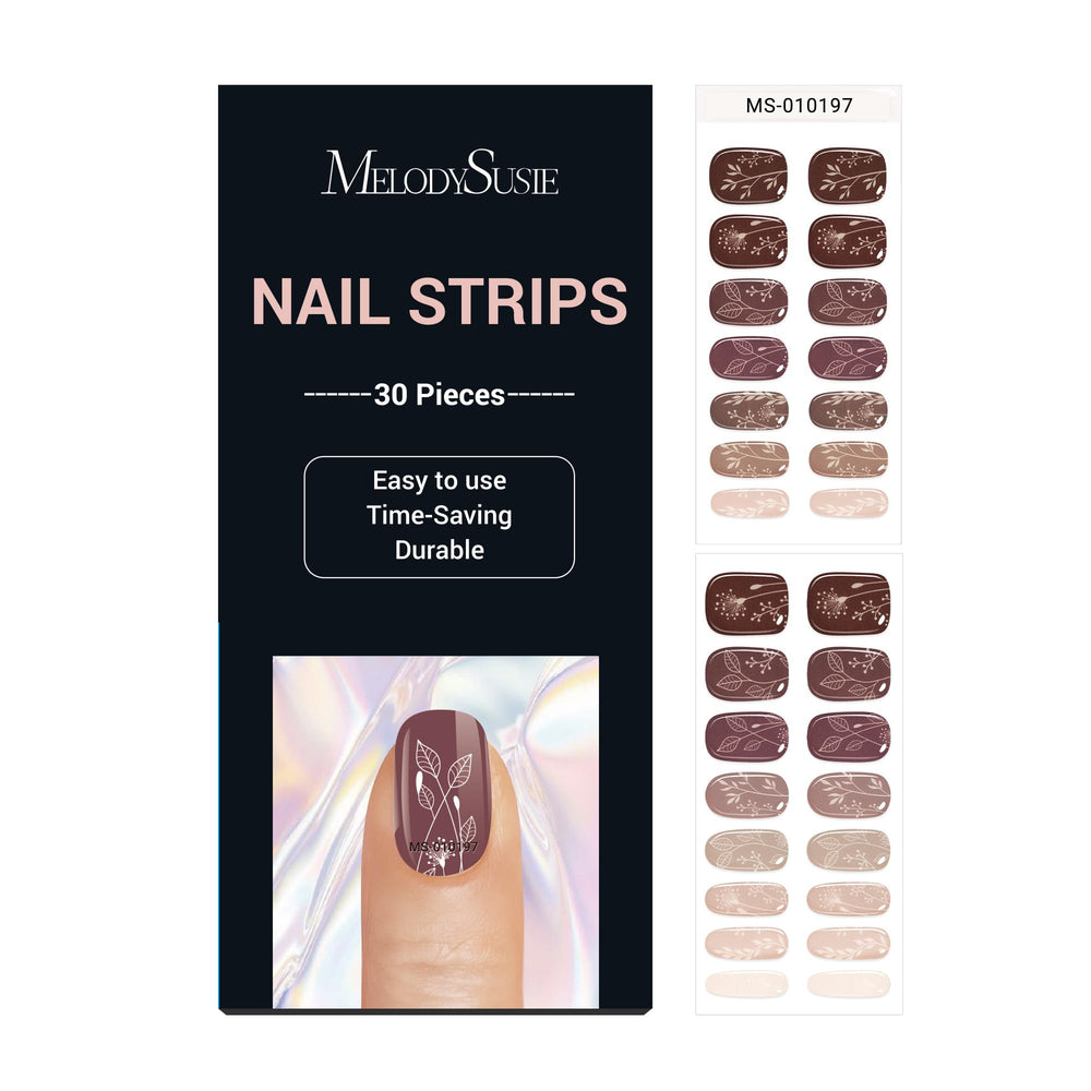 MelodySusie Autumn Leaves semi-cured nail strips for salon-ready color at home.
