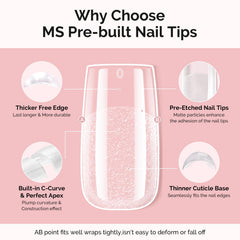MelodySusie half-matte full-cover tips with gradient thickness for stronger wear.