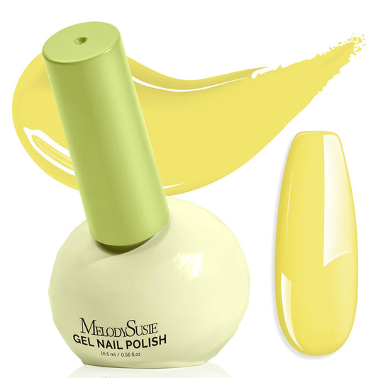 MelodySusie yellow gel polish providing vibrant color for at-home manicures.