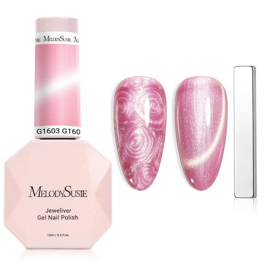 MelodySusie Pearl cat eye gel polish bottle showing magnetic shimmer effect for chic nails.