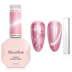 MelodySusie Pearl cat eye gel polish bottle showing magnetic shimmer effect for chic nails.