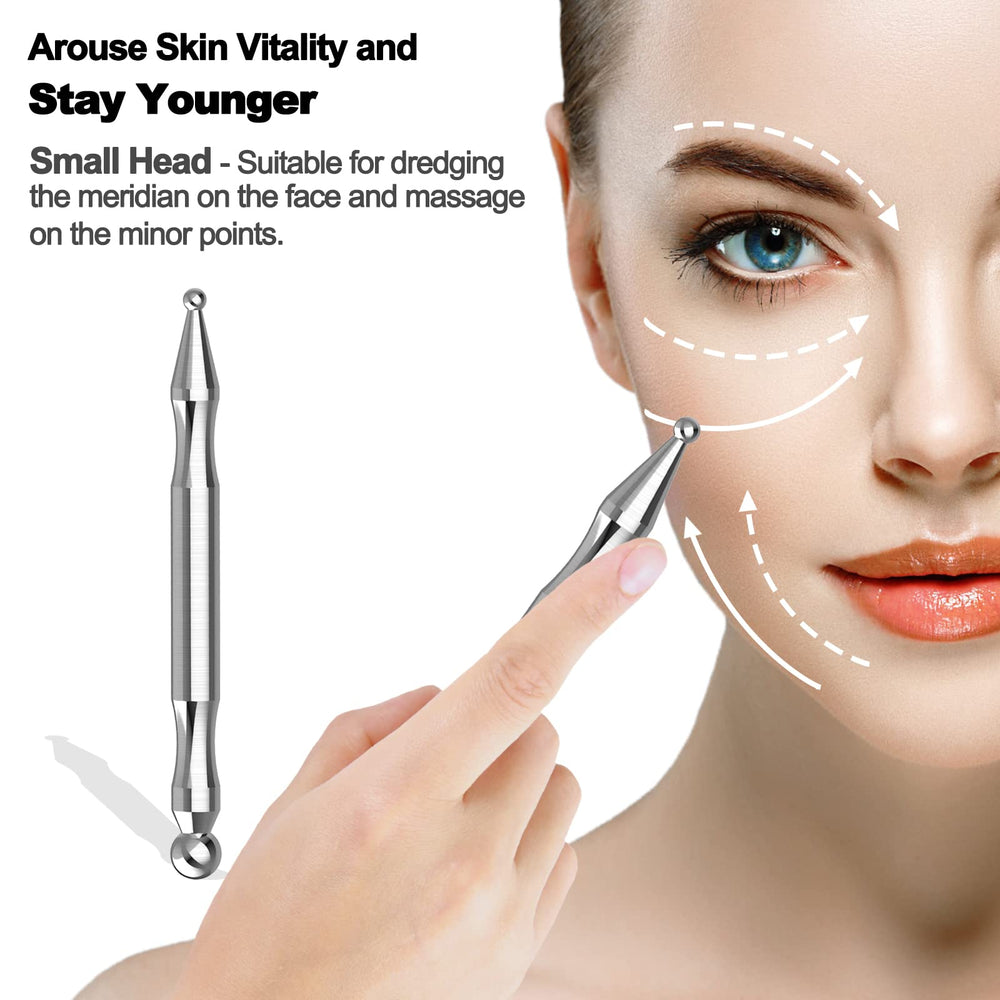 Two massage heads: small precision head and larger trigger-point head