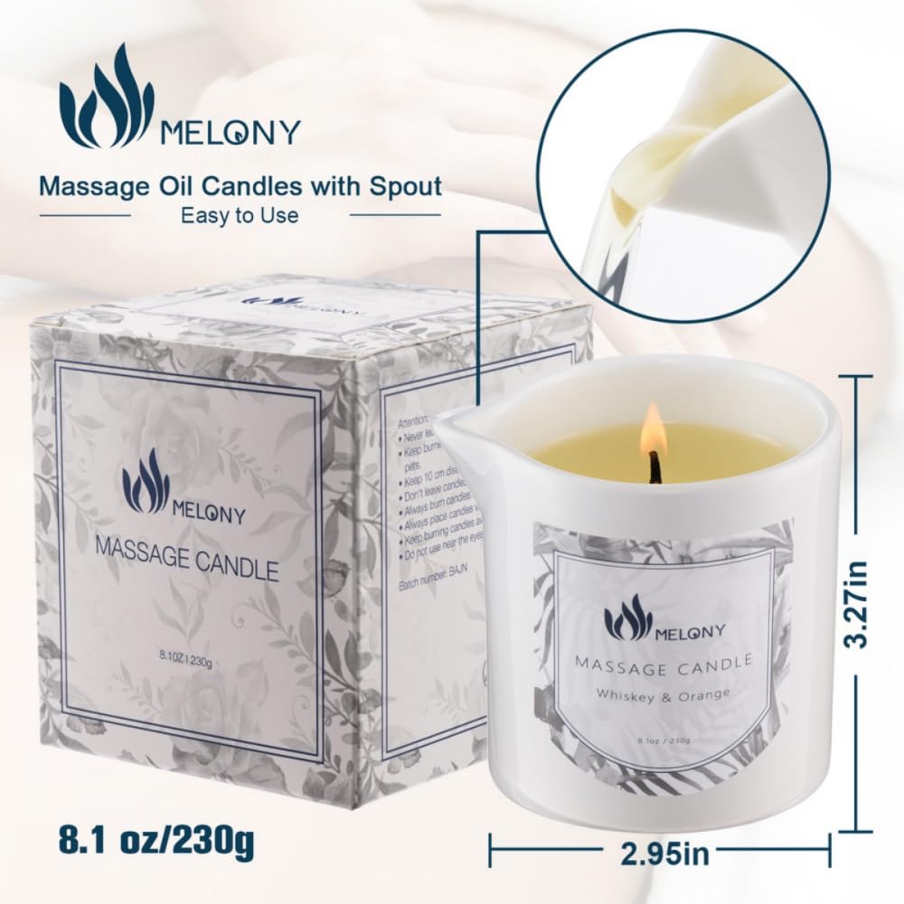 MELONY Massage Candle being lit to reveal melt pool