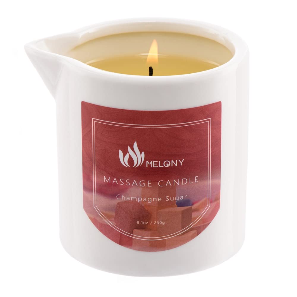 MELONY Massage Candle Champagne Sugar 8.1oz – front product shot
