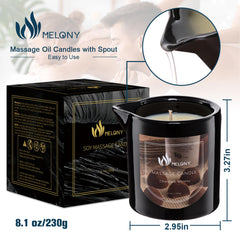 Close-up of MELONY 4-in-1 massage candle for massage oil and candle use