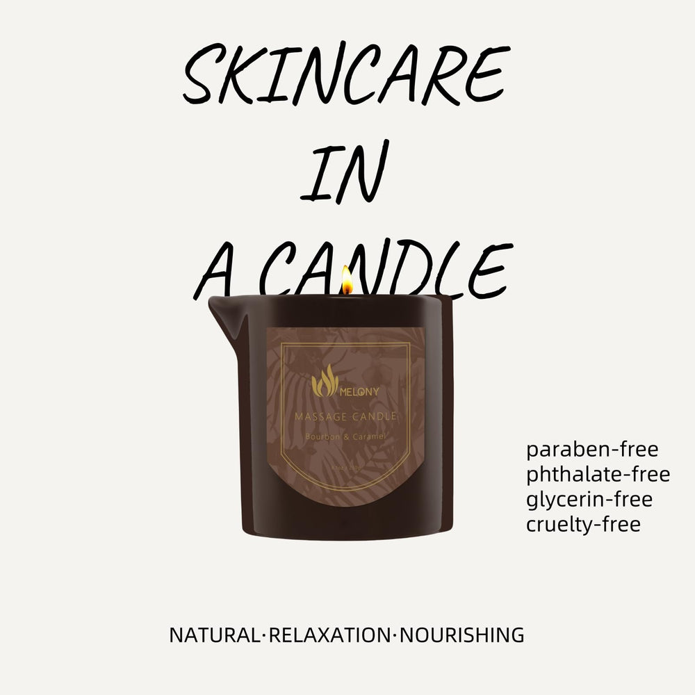 Melony Massage Oil Candle Bourbon & Caramel - 8.1 oz - Label