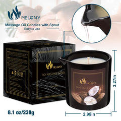 Close-up of MELONY coconut cream massage candle jar