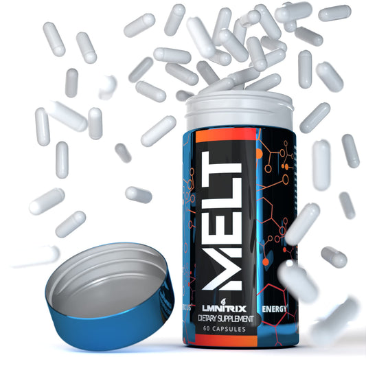 Front view of MELT EXT 60ct bottle and packaging