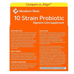 Close-up of Member's Mark 5X Probiotic Digestive Care bottles