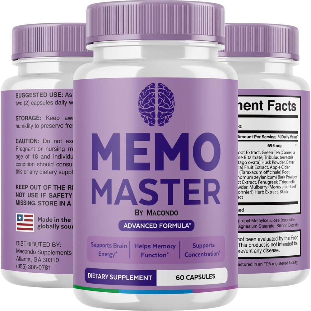 Memo Master Capsules bottle label close-up