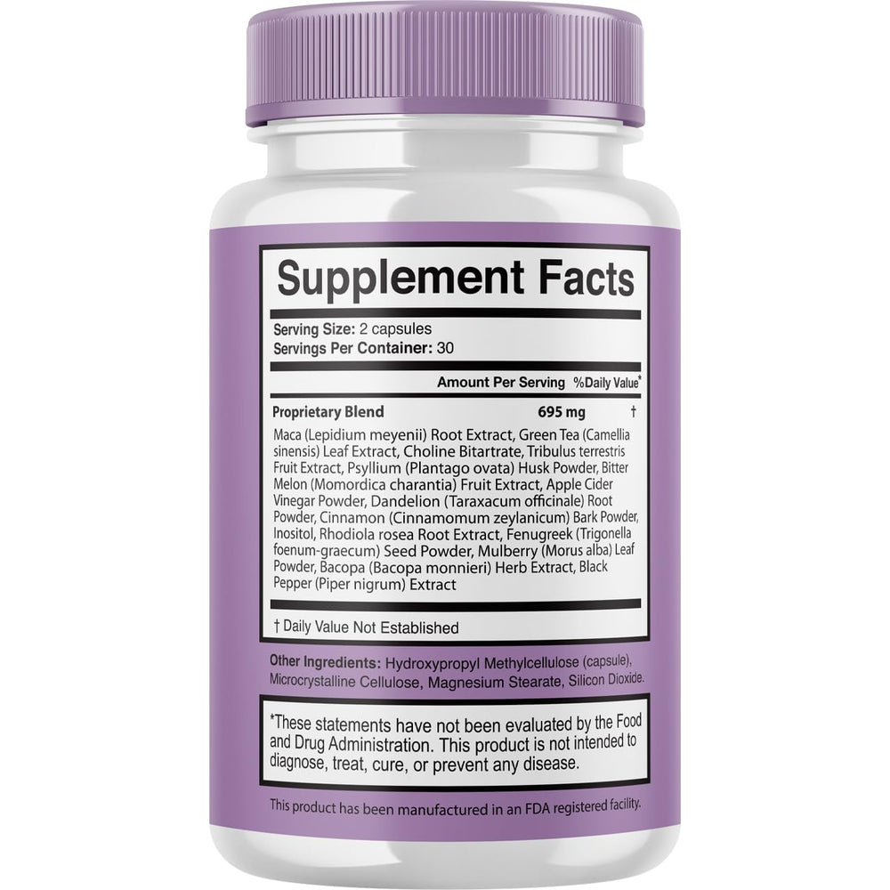 Nutrition facts panel on Memo Master bottle